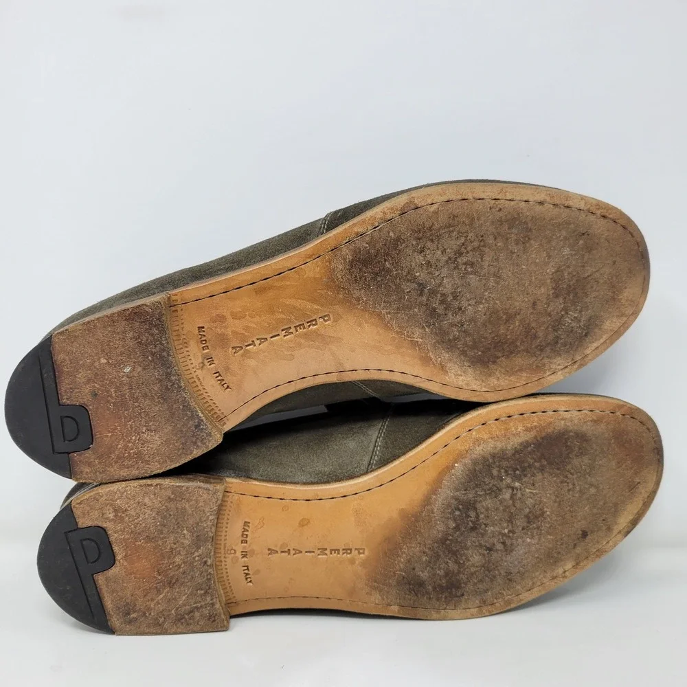 Premiata Mens Olive Green Suede Slip On Loafers Made in Italy Size 9 Round Toe‎